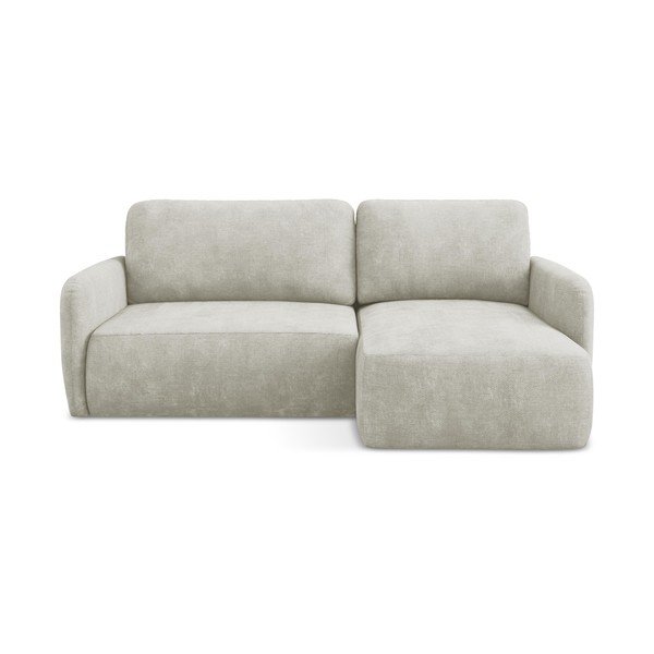 Кремав шенилов разтегателен ъглов диван с място за съхранение (десен ъгъл) Lilo – Makamii