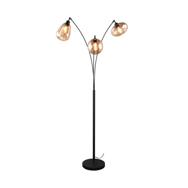Черно-оранжева подова лампа със стъклен абажур (височина 200 cm) Lumina - Trio