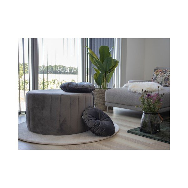 Сива възглавница с кадифена калъфка, ø 45 cm Luso - House Nordic-image-1