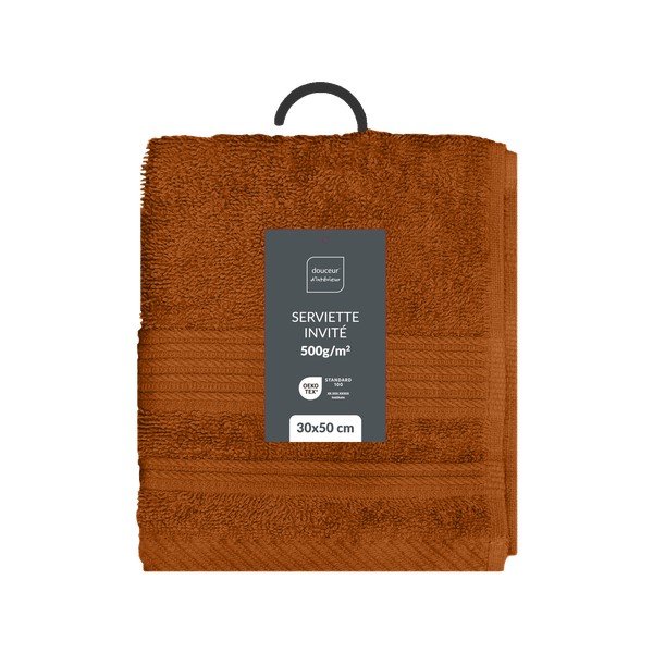 Теракотена памучна кърпа от тери 30x50 cm Tendresse – douceur d'intérieur-image-4