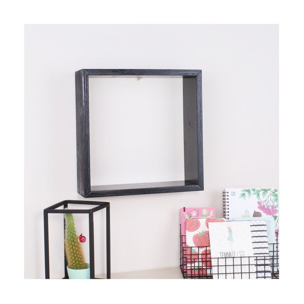Черен дървен стенен рафт Cube - North Carolina Scandinavian Home Decors