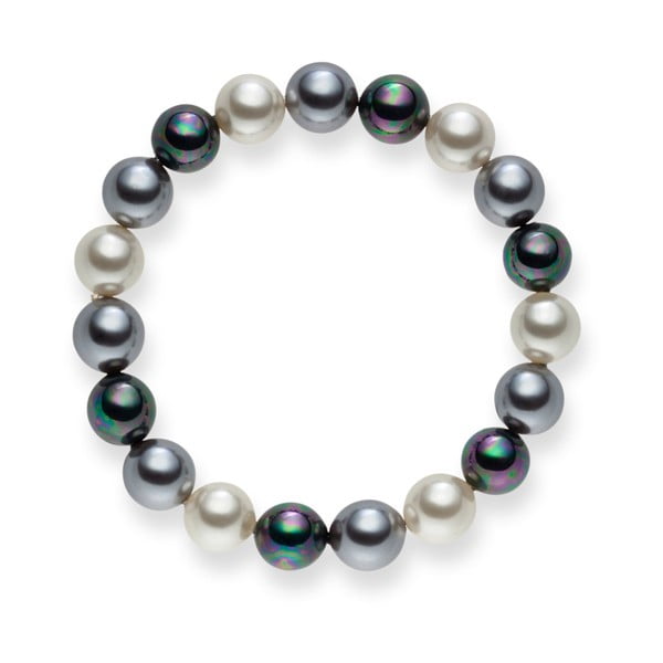 Perlový náramek Nova Pearls Copenhagen Brigitte Dark, délka 19 cm