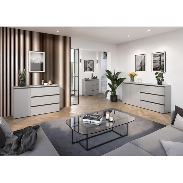 Сив нисък скрин 135x91 cm Bastia - Germania-image-4