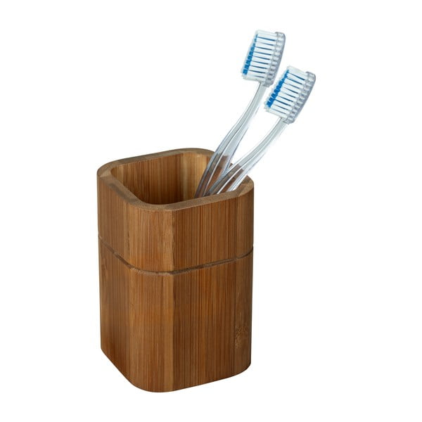 Кафява бамбукова чаша за четки за зъби Serro – Wenko-image-2