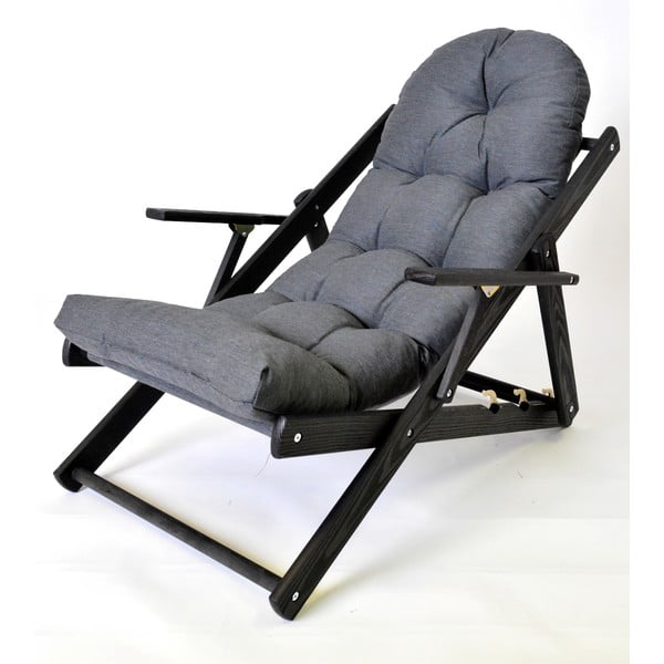 Тъмносив сгъваем градински шезлонг от масивно дърво Borneo – Rojaplast-image-1