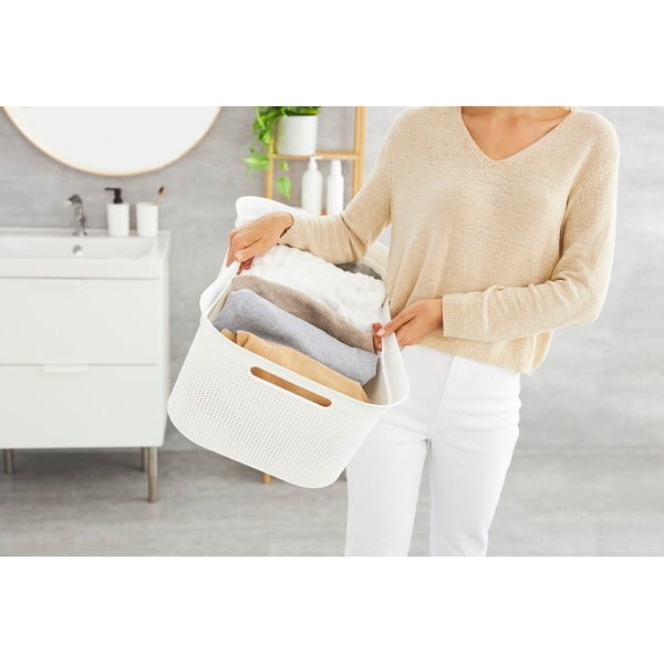 Бял пластмасов кош за пране 41 л Brisen - Rotho-image-1