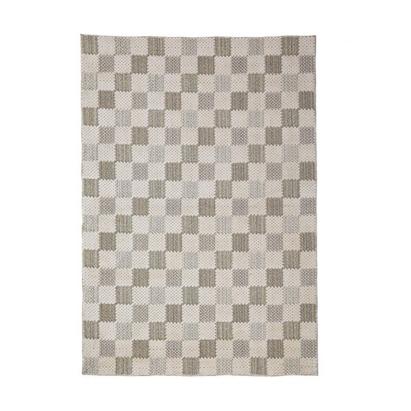 Зелен килим със смес от памук подходящ за пране 155x230 cm Muted Checkerboard – Flair Rugs