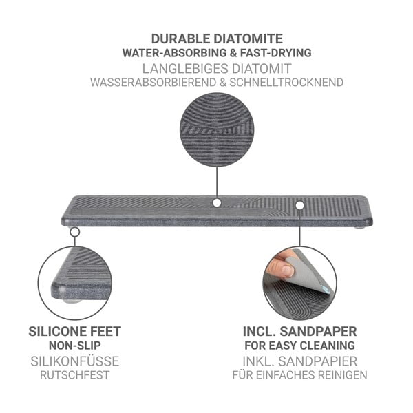 Сива тавичка за оттичане за съдовете от диатомична глина 30x8 cm Damon – Wenko-image-4