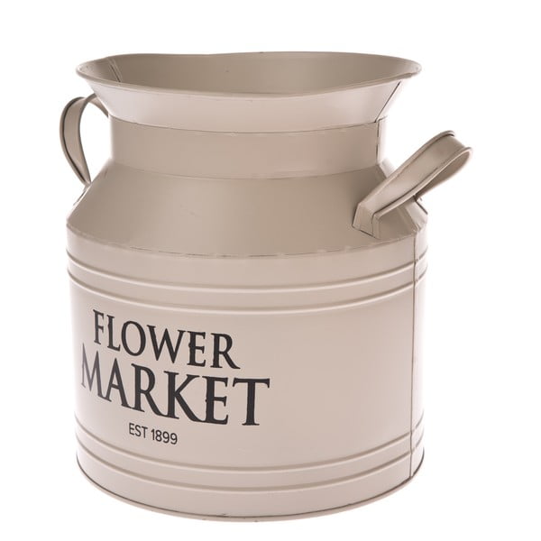 Бежова метална саксия за цветя Flower Market, ø 20 cm - Dakls