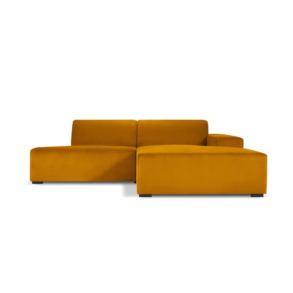 Жълт ъглов диван от велур, десен ъгъл Hobart - Cosmopolitan Design