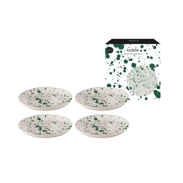 Бяло-зелени десертни чинии в комплект от 4 части, изработени от керамика ø 18 cm Carnival - Ladelle-image-3
