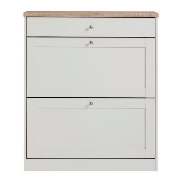 Бяла етажерка за обувки с чекмедже, 2 отделения Hector - Støraa-image-2