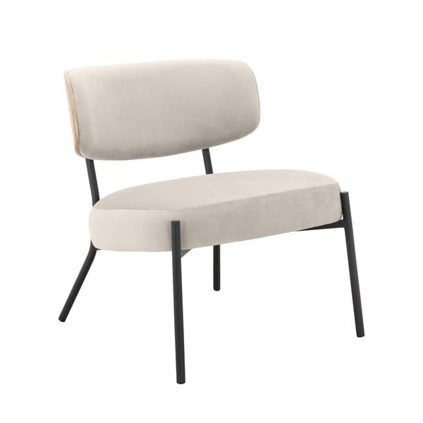 Кремав кадифен фотьойл с табуретка Jerry – Støraa-image-4