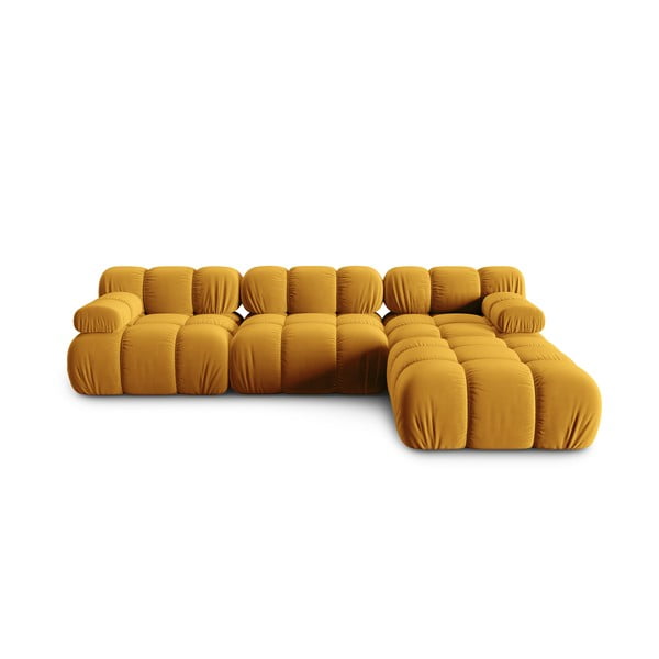 Жълт ъглов диван от кадифе Bellis - Micadoni Home
