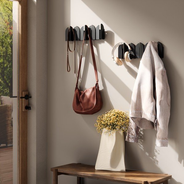 Матово черно стоманена стенна закачалка 43 cm Saloon – Umbra-image-1