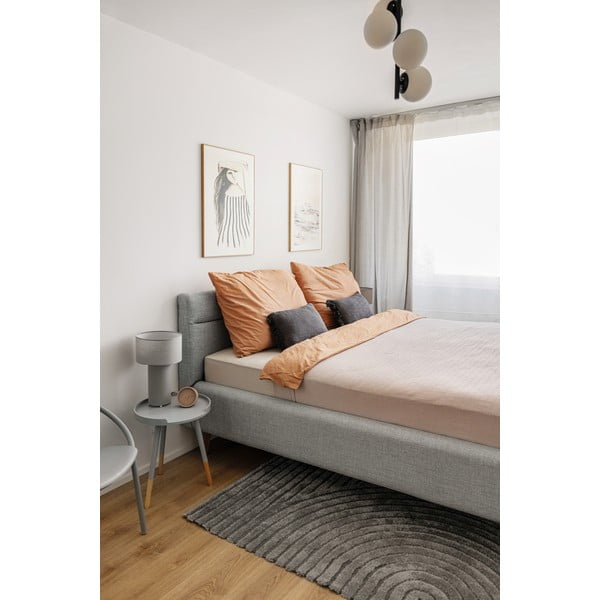 Сиво-синьо двойно легло 140x200 cm тапицирано с място за съхранение с включена подматрачна рамка Lotte – Meise Möbel-image-1