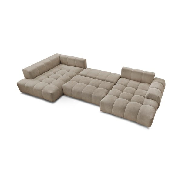 Кафяво-сив шенилов сгъваем/с място за съхранение ъглов диван (ляв ъгъл/U форма) Everest – Bobochic Paris-image-4