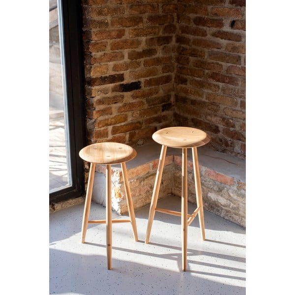 Бар стол от масивен дъб в естествен цвят (височина на седалката 75 cm) Blanc – Gazzda-image-1