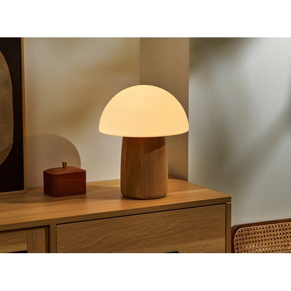 Настолна лампа с възможност за затъмняване в естествен цвят и стъклен абажур (височина 32 см) Alice - Gingko-image-1