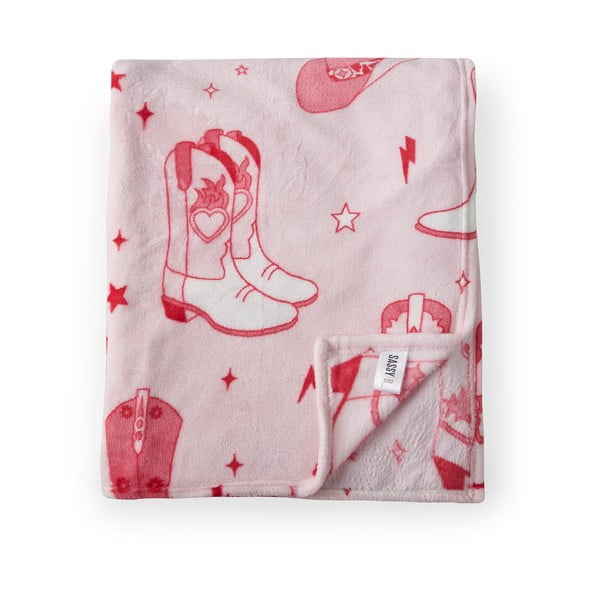 Розово покривало за легло от микроплюш 200x240 cm Cowgirl Boot – Sassy B