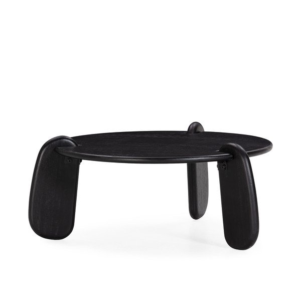 Черна кръгла масичка за кафе от масивно манго ø 80 cm Tamira – MOME-image-3