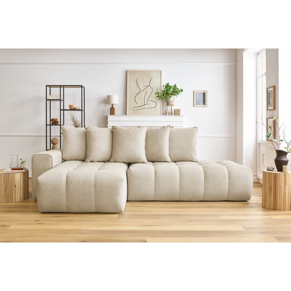 Бежов ъглов диван (ляв ъгъл) Mont-Blanc - Bobochic Paris-image-1