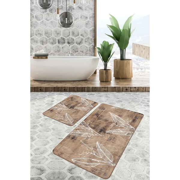 Кафяви кадифени килими за баня в комплект от 2 бр. 60x100 cm – Mila Home-image-2