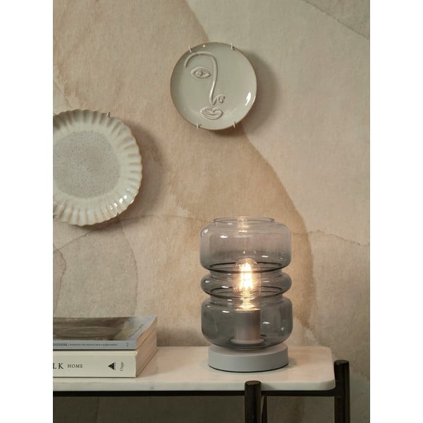 Сива настолна лампа със стъклен абажур (височина 23 cm) Verona – it's about RoMi-image-1