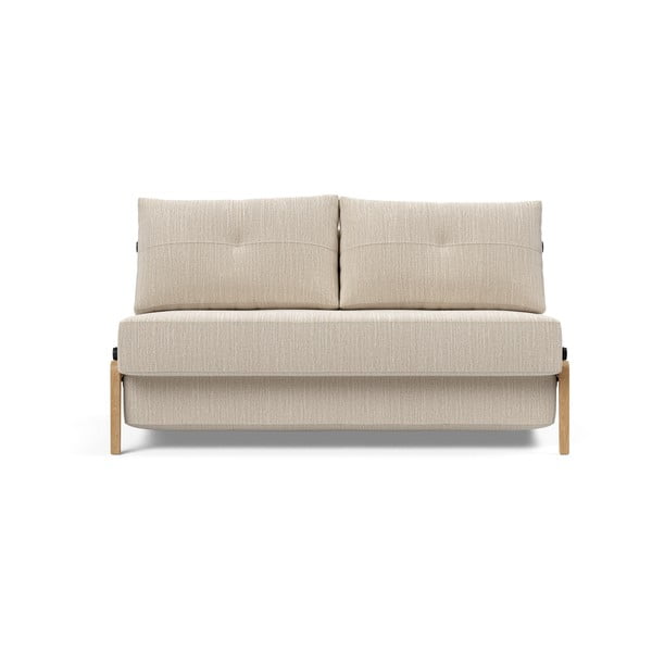 Бежов разтегателен диван, 96 x 147 cm Innovation Cubed Wood Linen Sand Grey-image-3