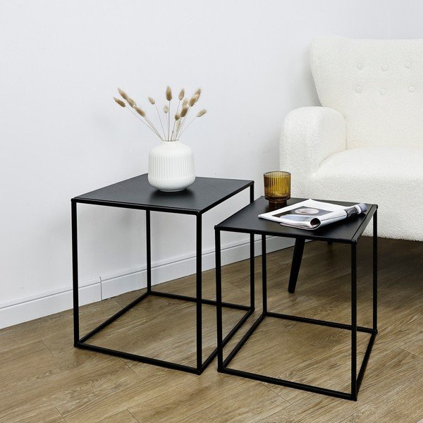 Черни метални масички за кафе в комплект 2 бр. 38x38 cm Alrik – Yes Everyday-image-1