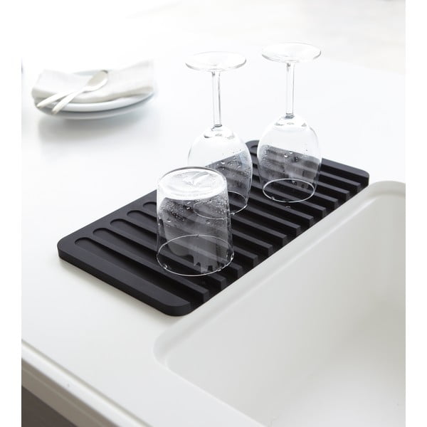 Черна силиконова тавичка за отцеждане Yamazaki Flow - YAMAZAKI-image-1