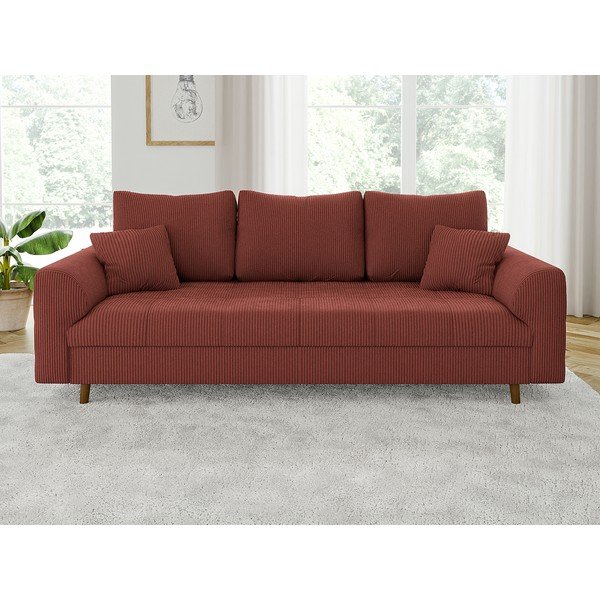 Диван от рипсено кадифе в тухлен цвят 210 cm Ariella – Ropez-image-1