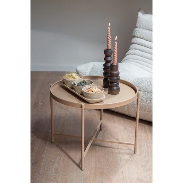 Бежова метална кръгла масичка за кафе ø 50 cm Meseta  – Leitmotiv-image-2