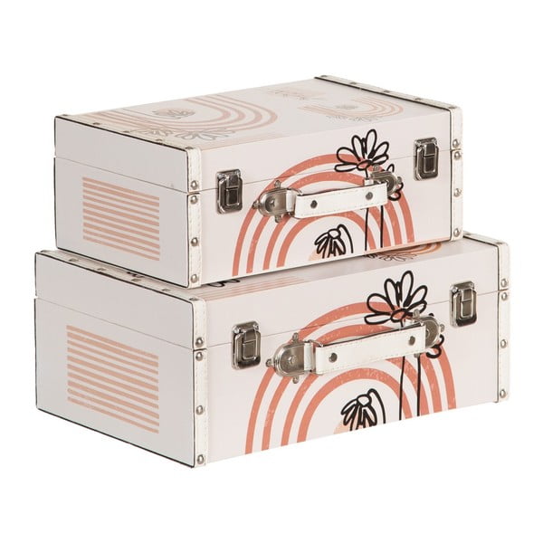 Кремави декоративни кутии за съхранение в комплект от 2 бр. 34,5x24,5x14 cm Flowers – Ixia