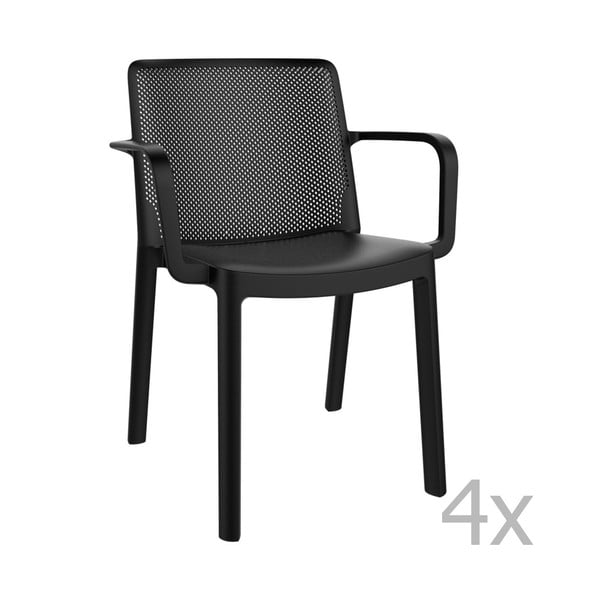 Комплект от 4 черни градински стола Fresh - Resol