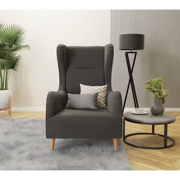 Тъмносиво кадифено кресло Carole - Ropez-image-4