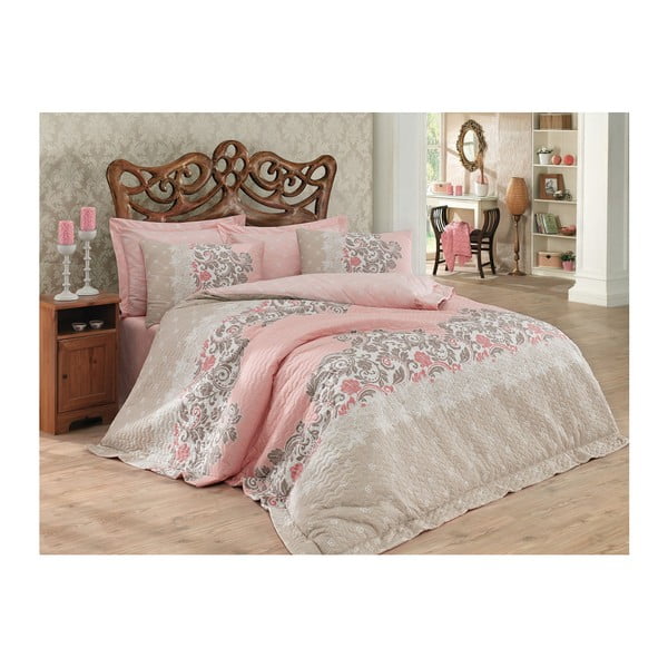 Памучно спално бельо с чаршаф за двойно легло Mesa Mento, 180 x 230 cm - Unknown