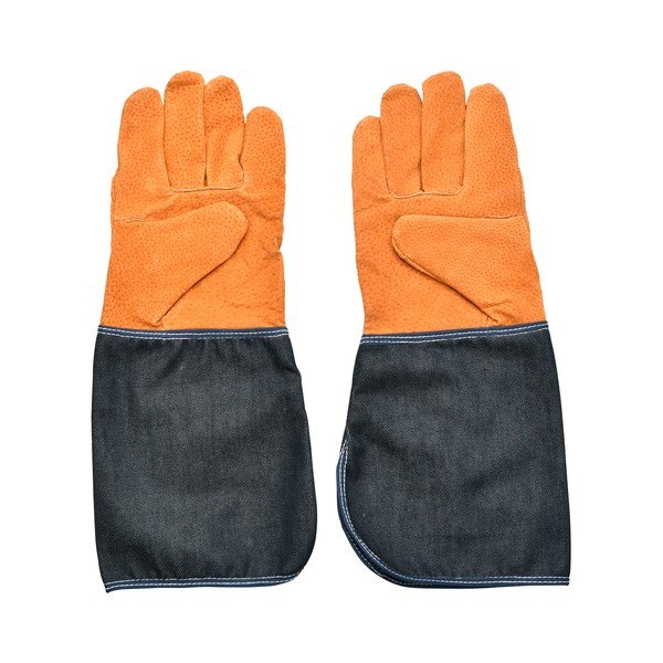 Синьо-оранжеви градински ръкавици със защита на китките Denim - Esschert Design-image-2