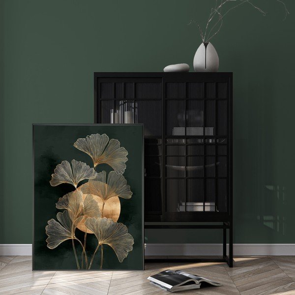 Печатна картина с включена рамка 60x80 cm Gold Ginkgo – Styler-image-1