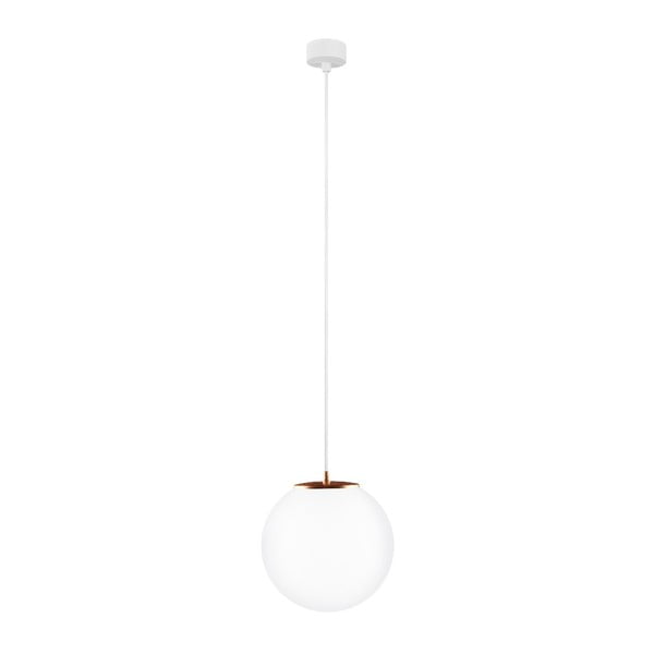 Бяла висяща лампа с бял кабел и детайли в меден цвят Tsuri, ⌀ 25 cm - Sotto Luce