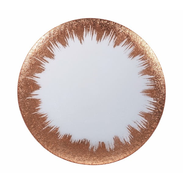 Стъклена плоча в бяло-златист цвят Vetro Copper, ø 32 cm - Villa d'Este