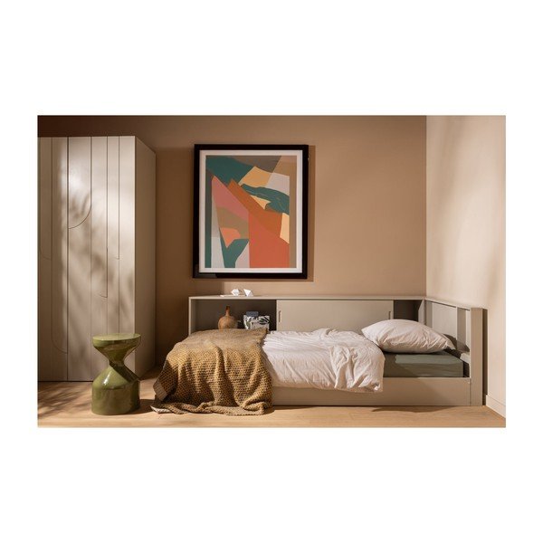 Сиво/бежово единично легло от масивен бор без ламелно дъно 90x200 cm Carter – WOOOD-image-1