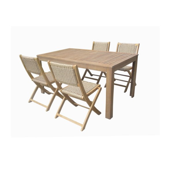 Градински комплект от 4 стола и маса, изработени от акациева дървесина Falcon - Ezeis