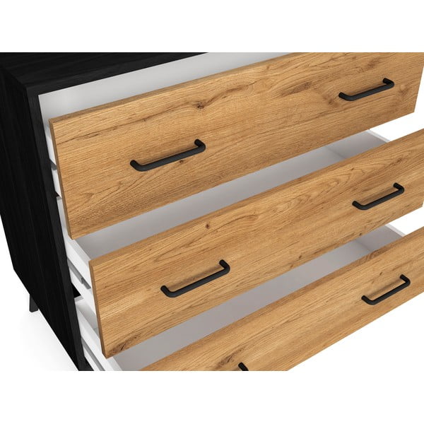 Нисък скрин от дъб в черно/натурално 80x72 cm Indus - Marckeric-image-1