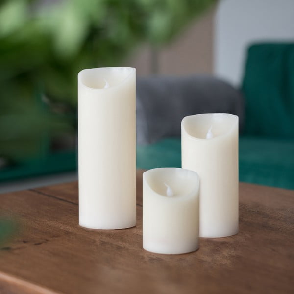 Комплект от 3 светодиодни свещи с височина 10; 15 и 20 см Wax - DecoKing-image-1