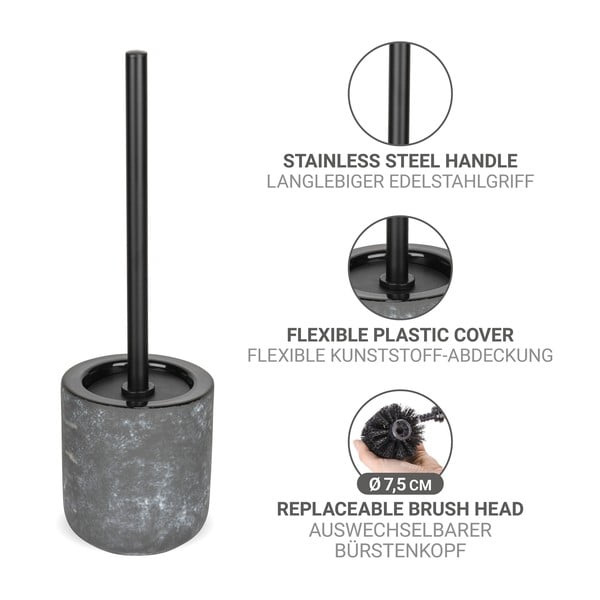 Сива керамична четка за тоалетна Sacile – Wenko-image-3
