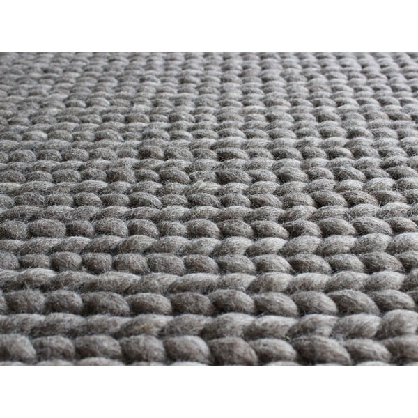 Ореховокафяв плетен вълнен килим , 170 x 240 cm Braided Rugs - Wooldot-image-2