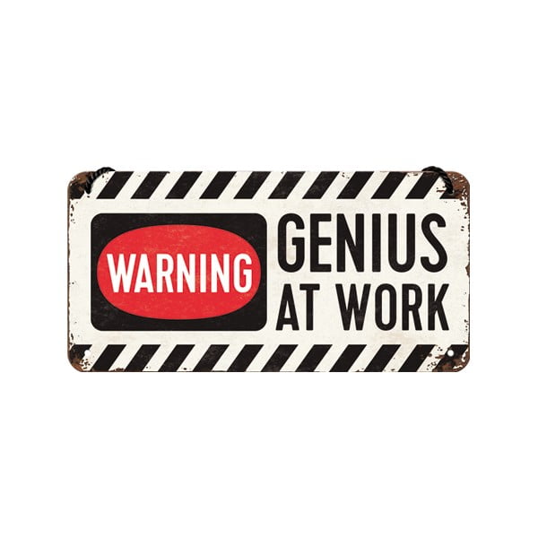 Декоративен знак за стена Предупреждение Warning! Genius at Work - Postershop