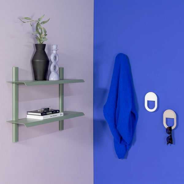 Сиво-зелен на няколко нива метален стенен рафт 60 cm Hola – Spinder Design-image-4