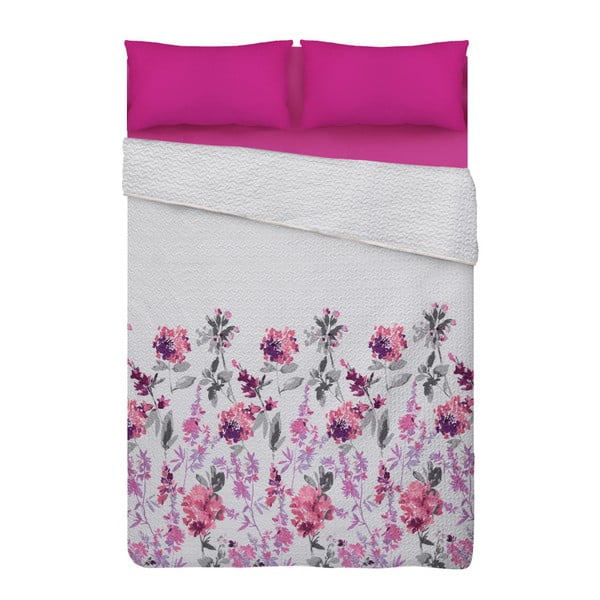 Růžovo-bílý přehoz přes postel z mikrovlákna Unimasa, 235 x 260 cm